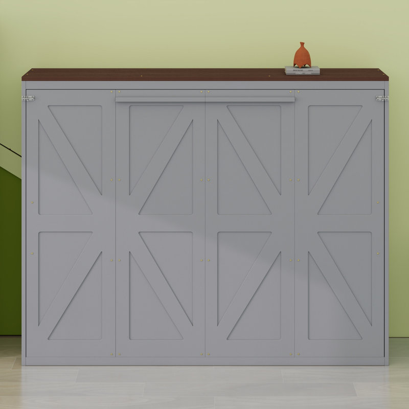 Lit escamotable mural Murphy avec ports USB intégrés, conception peu encombrante pour les petites pièces, Gris