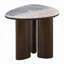 Table de bout Sima, plateau en marbre blanc de 22 po à 3 pieds, bois brun