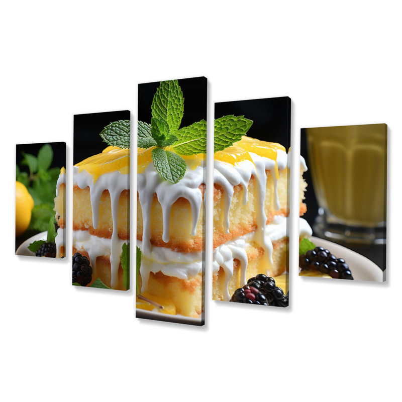  «Lemon Cake Mmmmmmm I - Impression sur toile« Food & Beverage »- 5 panneaux