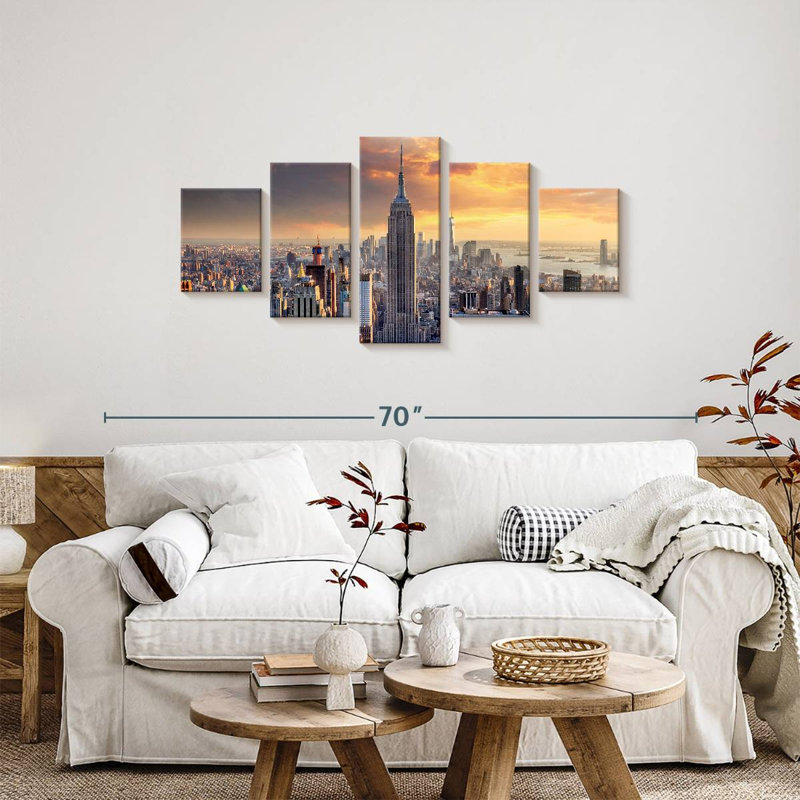 Ensemble de 5 toiles Skyline Tower, H 24 po x l 55 po x P 1,25 po