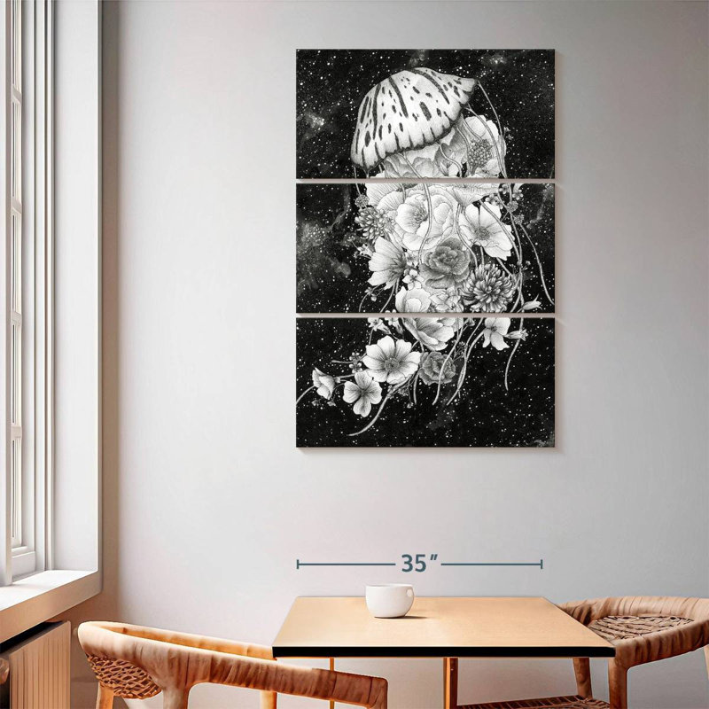 Brampt Magic Ocean Jellyfish BW, 65" H x 42" W