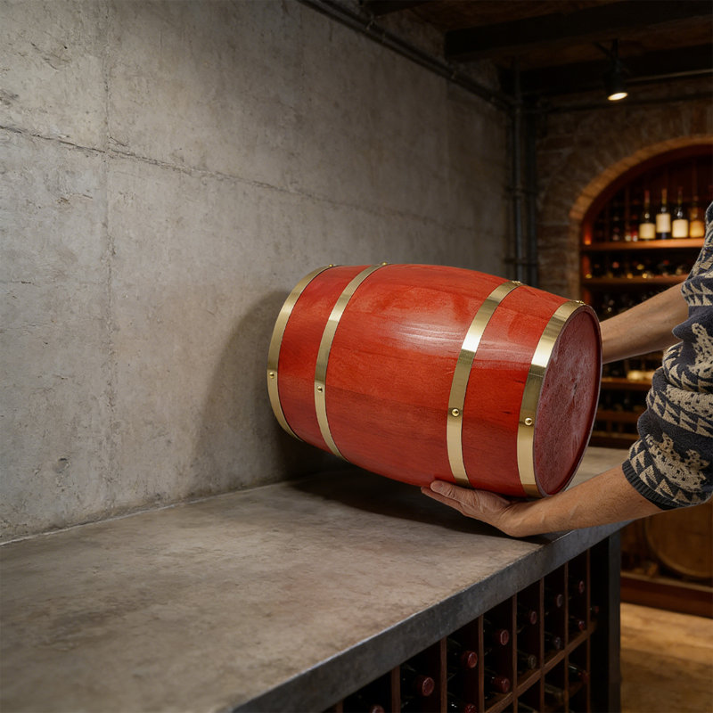 Baril de vin en bois de pin de 20 L / 5,28 gallons avec base et robinet, baril de vin de table rétro pour bar à domicile et réception