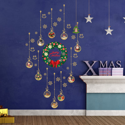 Décalcomanie murale ornements de noël guirlande