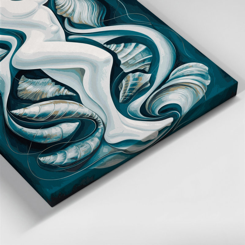 Abstrait art figuratif bleu sur toile 43, H 36 po x l 24 po