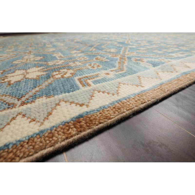 Tapis oriental beige en laine noué à la main Oushak, Carré 6 pi