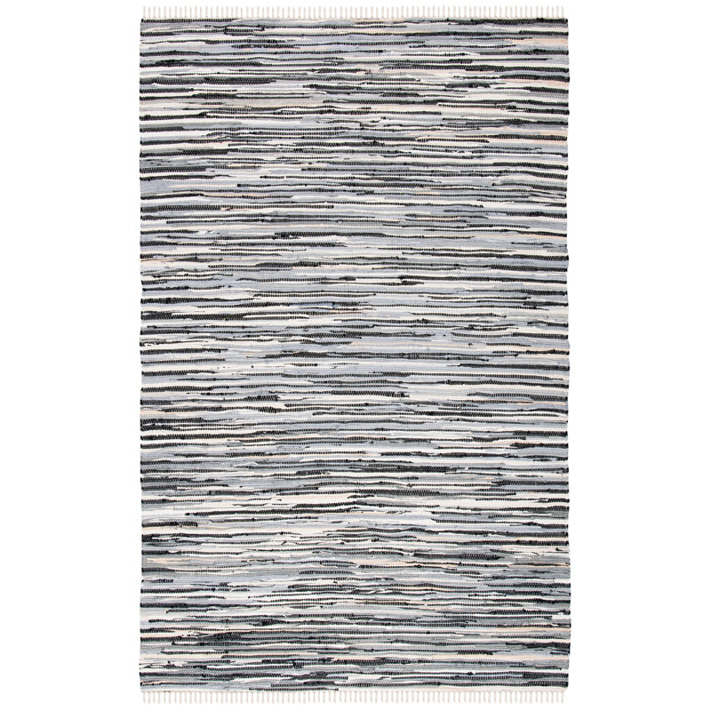 Fales Rag Rug Hand Woven Cotton Striped Rug, Rectangle 2'6" x 4'