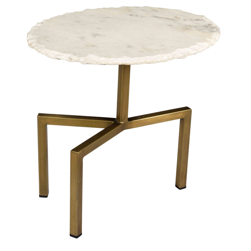 Genuine Marble Pedestal End Table