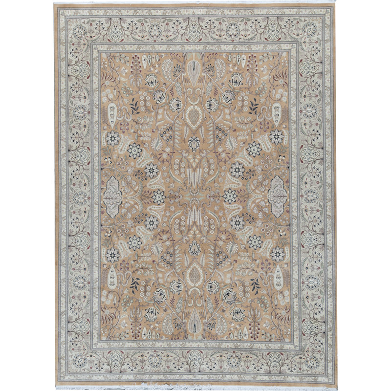 Wool Oriental Area Rug in Brown/Black/Ivory