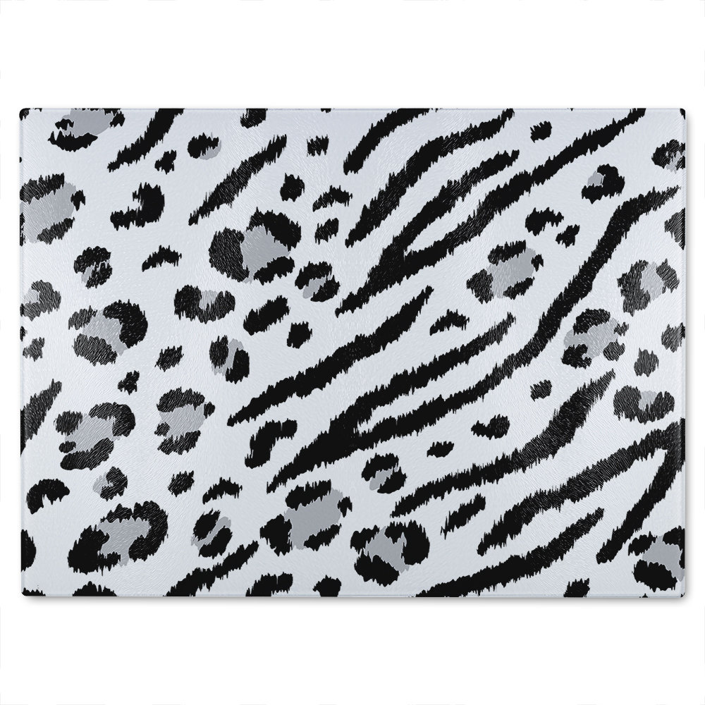 Zebra & Leopard Print Glass Chopping Board