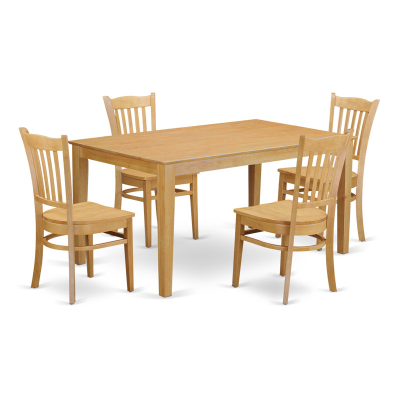 5 Piece Dining Room Table Set Includes a Rectangle Wooden Table and 4 Kitchen Dining Chairs, Oak, 5 Pieces: Table, 4 Chairs