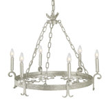 Veranda 6 - Light Candle Style Wagon Wheel Chandelier with Wrought Iron Accents