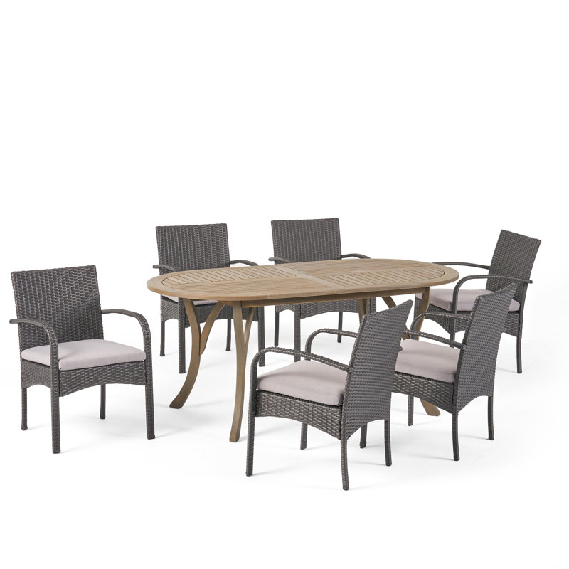 Ensemble repas d'extérieur 7 pièces avec coussins Lecuyer