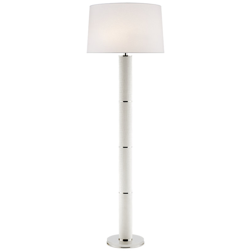 Upper Floor Lamp, Ivory Faux Croc/Polished Nickel