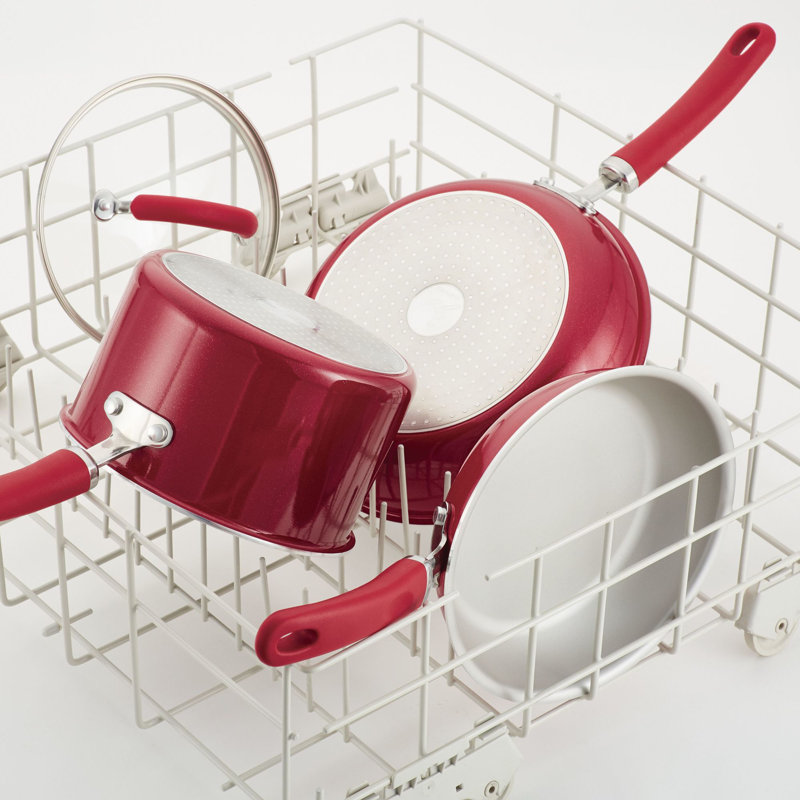 Red Shimmer Aluminum Nonstick 6-Quart Stockpot with Glass Lid