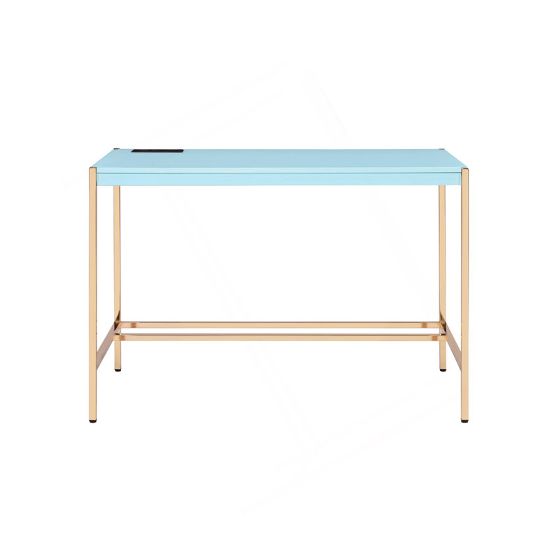 Bureau d'écriture moderne et pratique avec port USB pour un travail efficace, Bleu clair