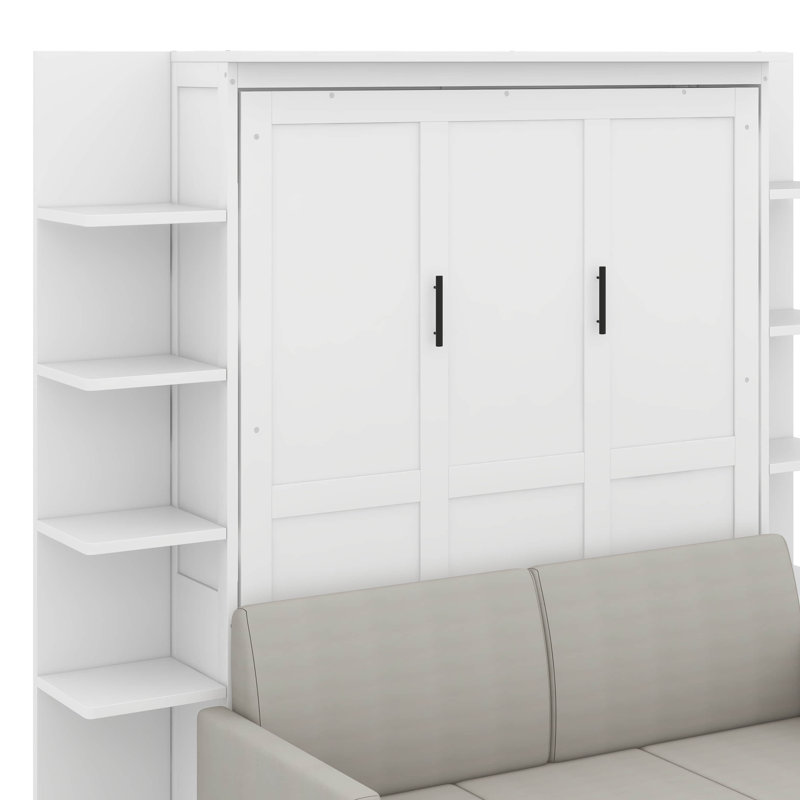 Grand lit escamotable avec canapé, Blanc