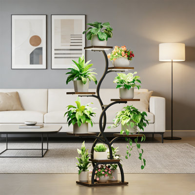 8 Tiered Plant Shelf Indoor, Corner Plant Stand,  Lighted Flower Holder For Living Room, Balcony
