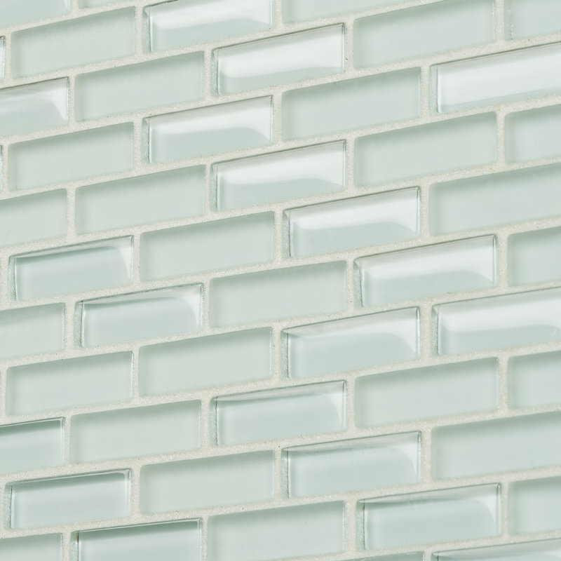 Carreau de mosaïque murale en verre / pierre Lucid 0,5 po x 2 po Lucid, Écume de mer, écume de mer