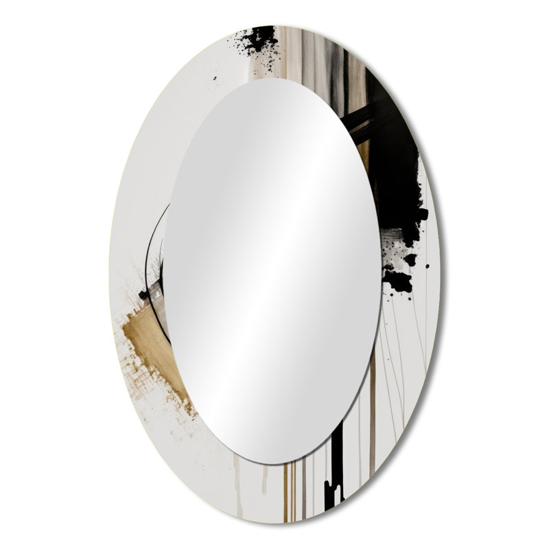 Miroir mural moderne noir, blanc et doré Expression I, 36 po x 24 po