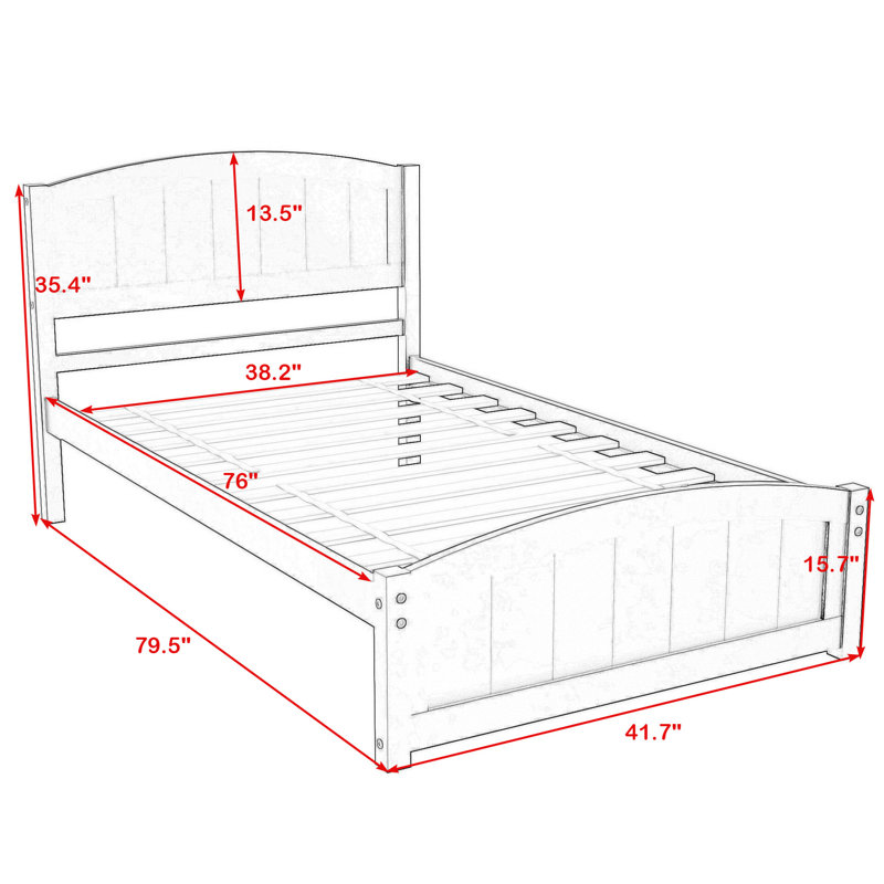 Urita Twin Size Platform Bed with Headboard, White