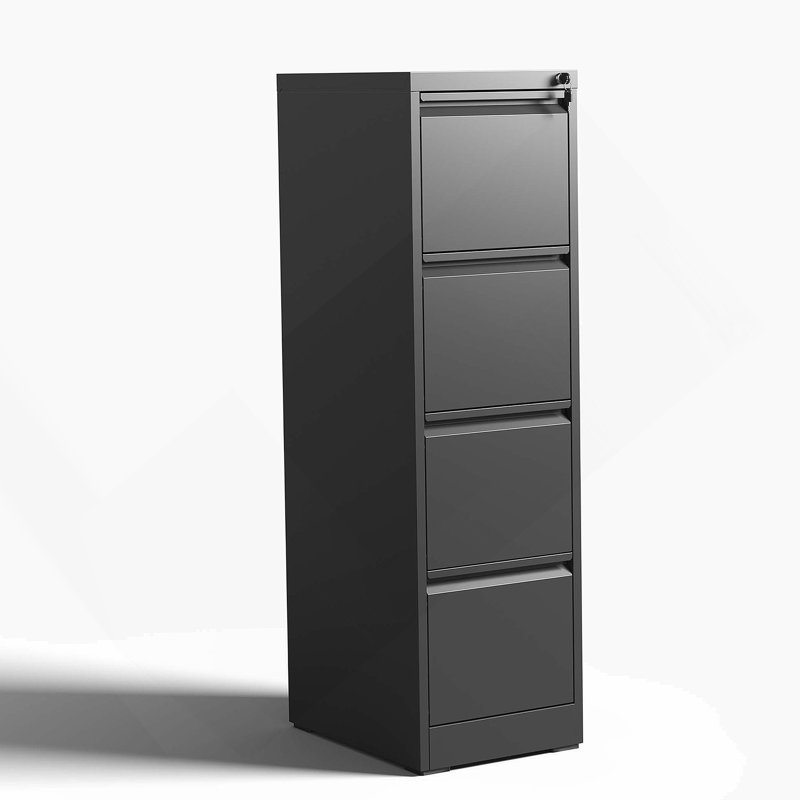 4 Drawer Metal Vertical File Cabinet With Lock For Office And Home, Ideal For A4, Legal And Letter Size Document Storage