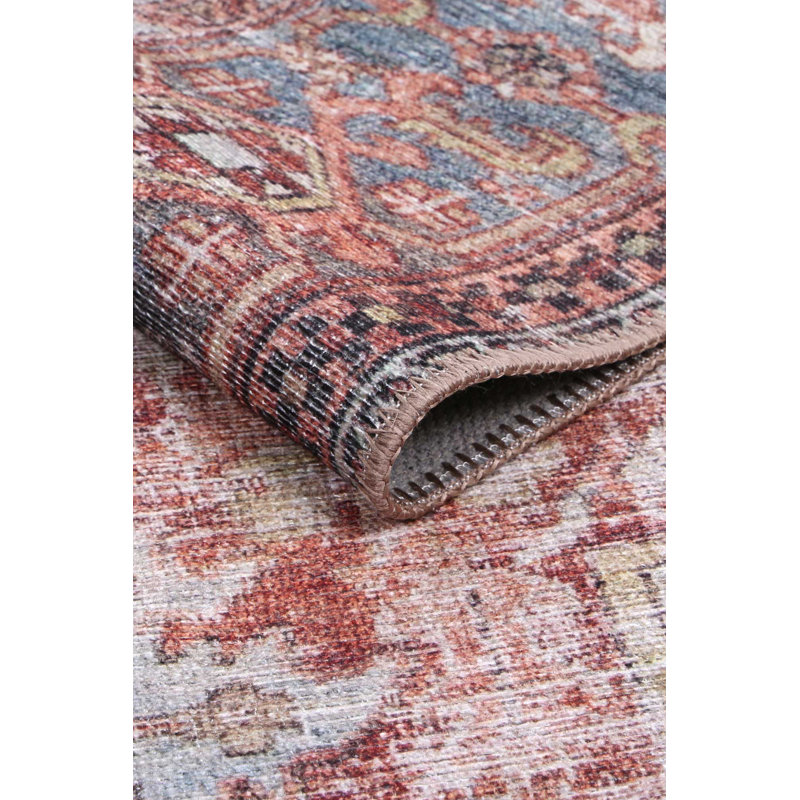 Machine Washable Area Rug in Rust, Rectangle 5'2'' x 7'6''