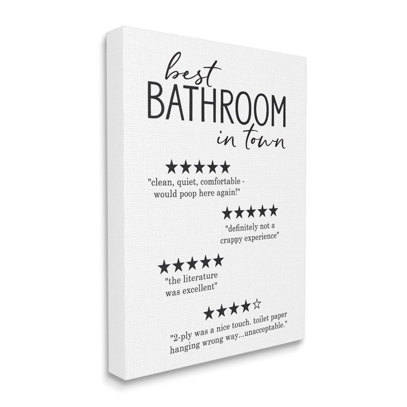 «Best Bathroom Five Star», «Bath Bath» - art textuel, Toile tendue, H 48 po x l 36 po x P 1,5 po