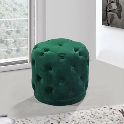 Olivios 18" Wide Velvet Tufted Round Standard Ottoman by Mercer41
