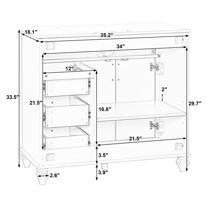 Meuble-lavabo simple 36 po avec lavabo