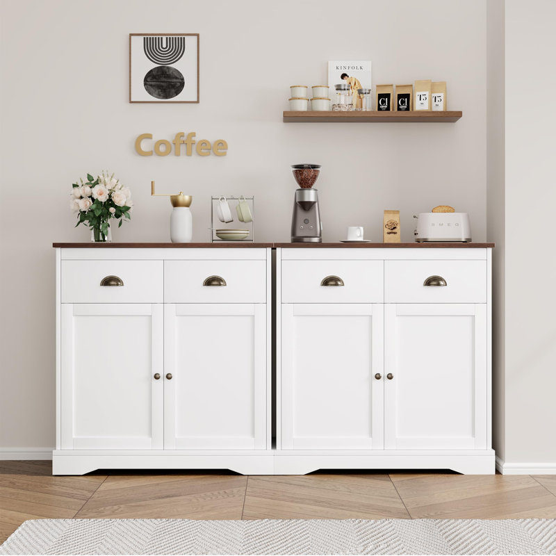 Armoires de cuisine, armoire à café avec tiroirs et tablette réglable, armoire de rangement
