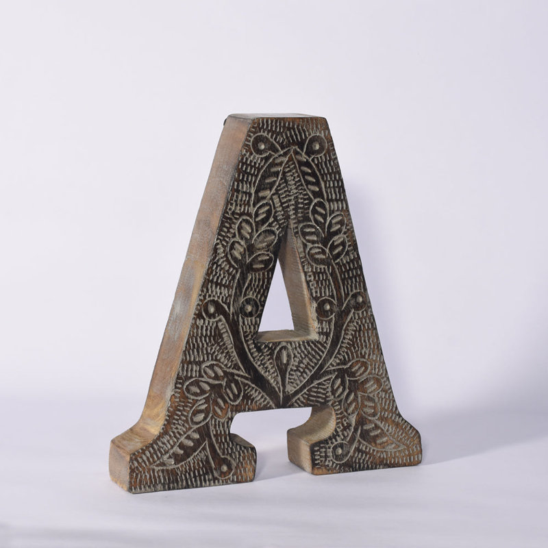 Haddam Text & Numbers Letter Block, Gray, A