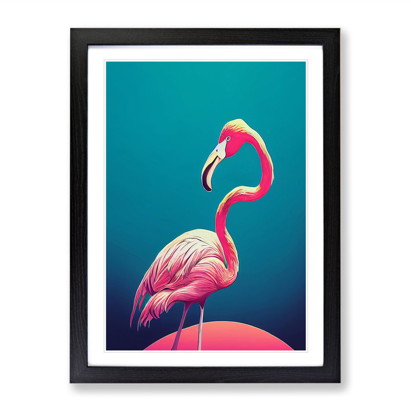 Debonair Flamingo - Single Picture Frame Print, Black, 34cm H x 25cm W x 2cm D