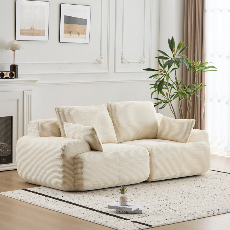 Canapé modulaire moderne à 2 places en mousse à mémoire de forme, Beige