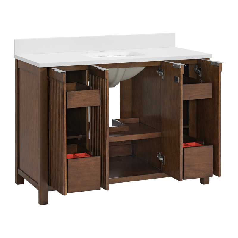 Through Lines 48" Single Bathroom Vanity, Brown, 8" Widespread