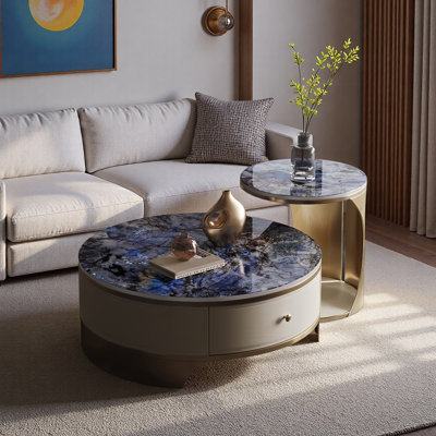 Ensemble de tables basses rondes en granit Luxury-Style