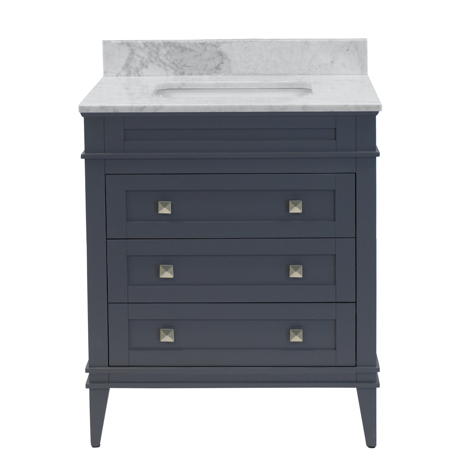 30'' Single Bathroom Vanity, Marine Gray, Carrara Marble