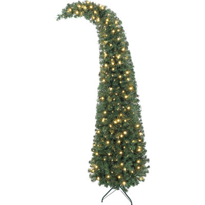 Sapin de Noël haute incliné 7 pi avec sapin de Noël fantaisiste 7 pi avec 300 Leds et base en métal
