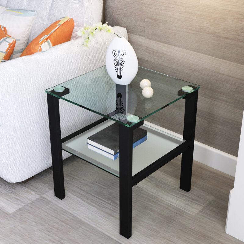 2 pièces de tables de chambre en verre trempé. Petit rond et carré pour le bureau. Transparent avec couches de 8 mm et 5 mm. Capacité de 100 lb Facile à installer avec 2 salles de réception. Outils d'installation