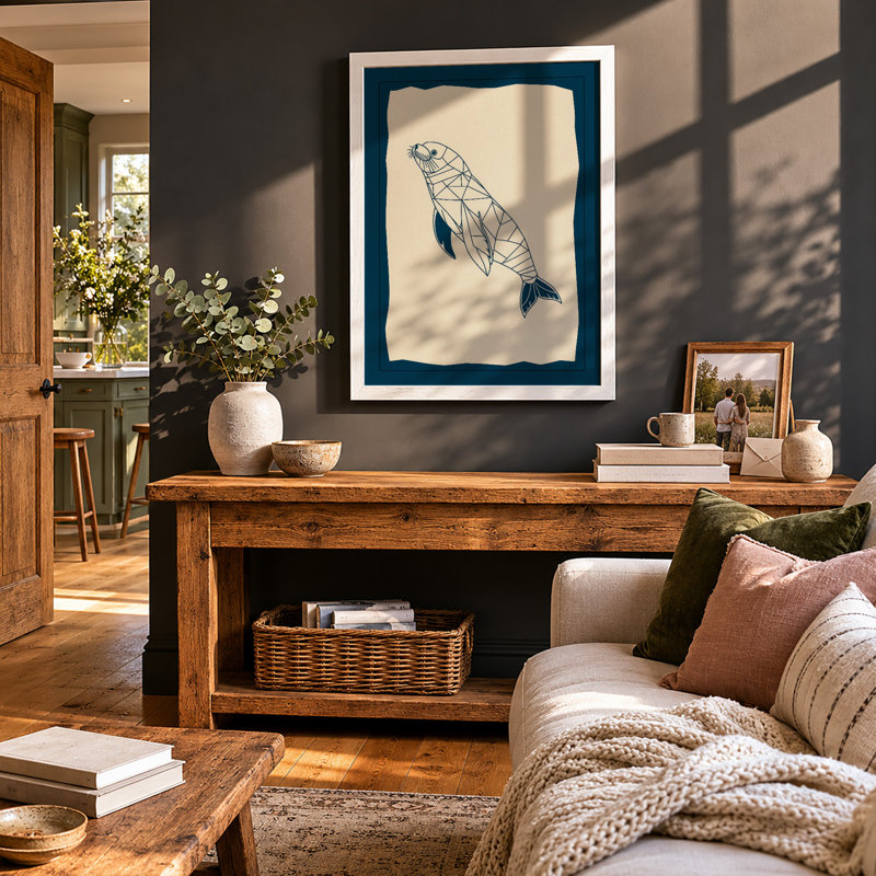 Fish Geometric - Print, A2 - 59.4 x 42.0 cm, White