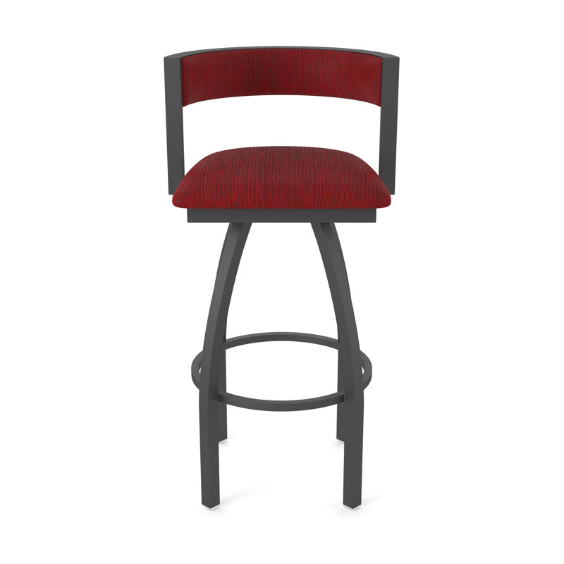 Artemis Swivel Stool, Bar Stool (36" Seat Height), Pewter, Fabric-Graph Ruby