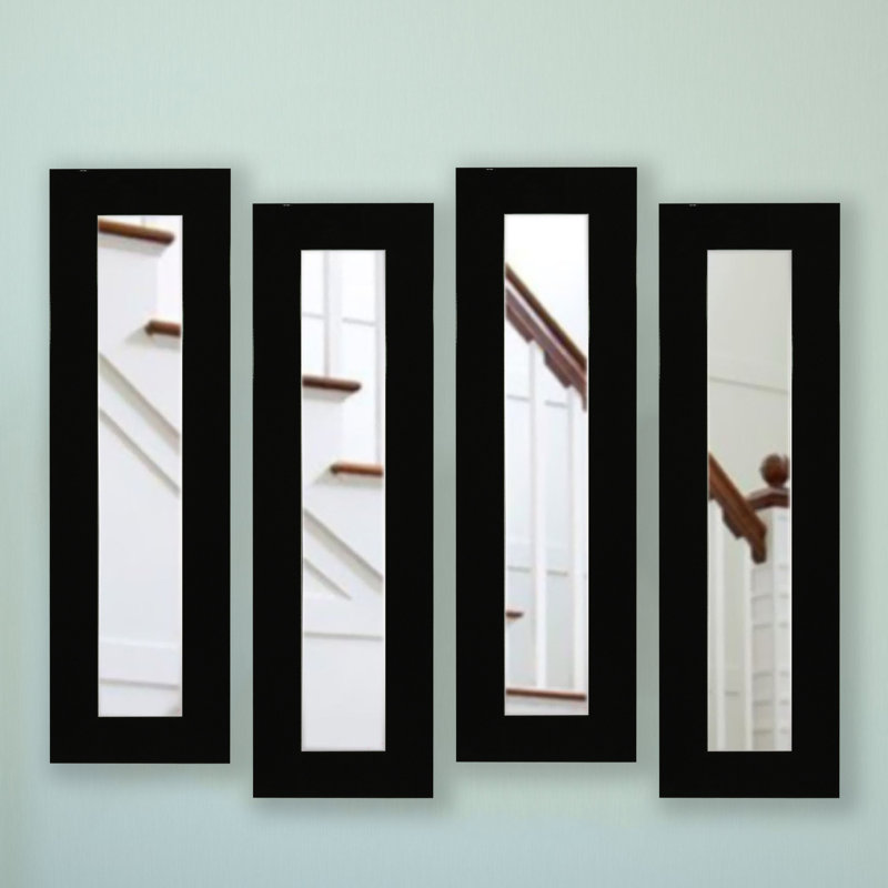 Ensemble de miroirs 4 pièces Billie-Rae, H 32,5 po x l 11,5 po, Noir