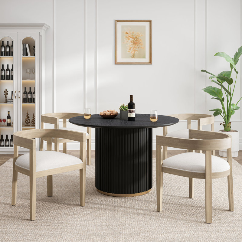 Astoria 5-Piece Round Pedestal Dining Set, Beige