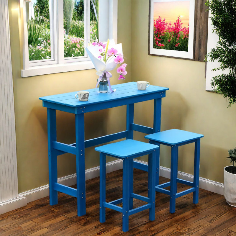 Ensembles de table de salle à manger en PEHD durable, bleu marine, pour les espaces extérieurs