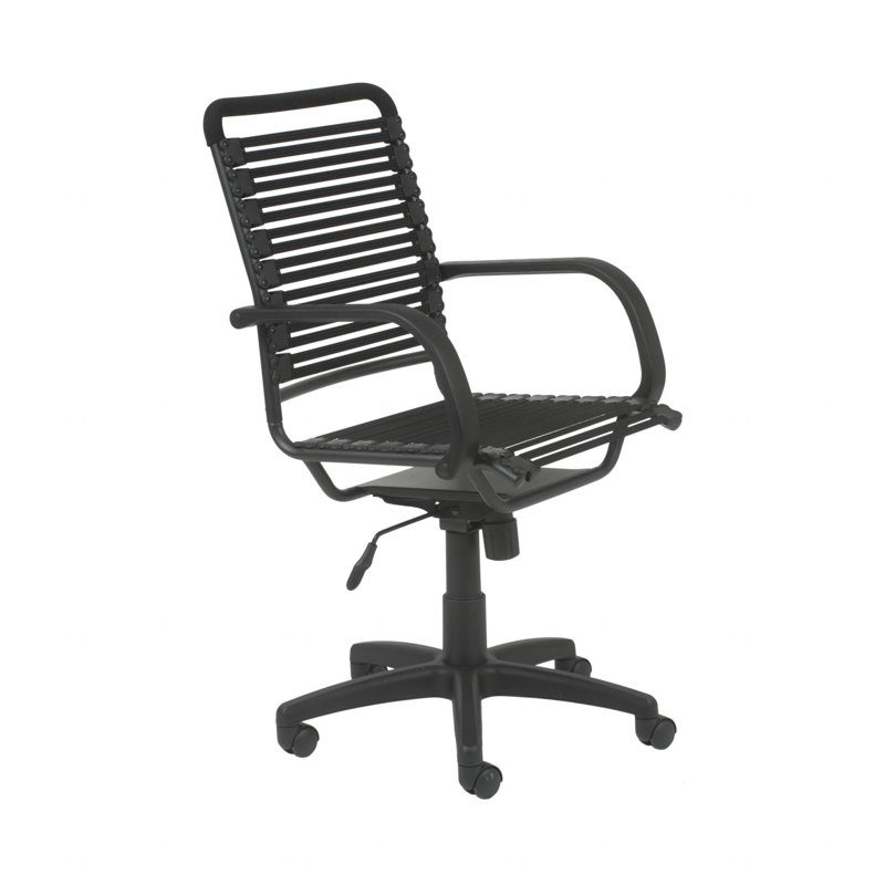 Rossini 23" W Swivel Adjustable Height Task Chair , Black Faux Leather