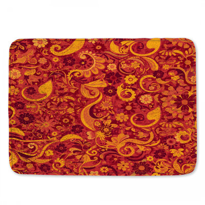 Vibrant Floral Swirls Bath Mat