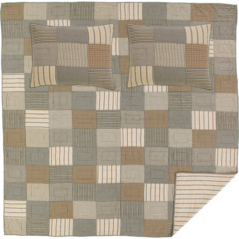 Sawyer Mill Farmhouse / Country Cotton Patchwork Coverlet Set