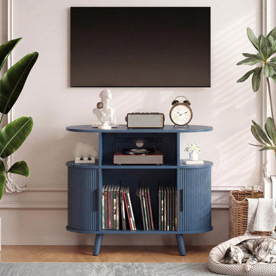 Armoire pour tourne-disque ronde Mid-Century