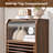 Bachman 36” Tall Brown Cabinet With Roll-Up Door And Adjustable Shelf – Modern Slatted Storage Organizer