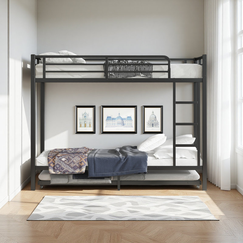 Lit superposé simple au-dessus de simple TG avec lit gigogne simple, Simple TG sur simple TG