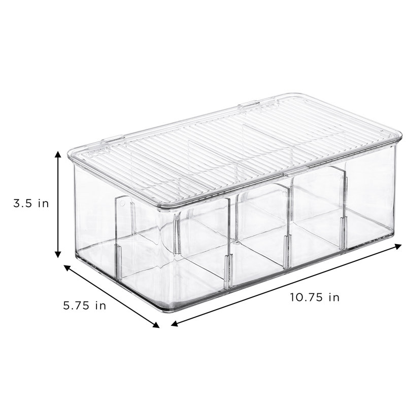 Bacs de rangement, avec couvercles et compartiments amovibles, bacs de rangement d'organisation de garde-manger avec séparateurs